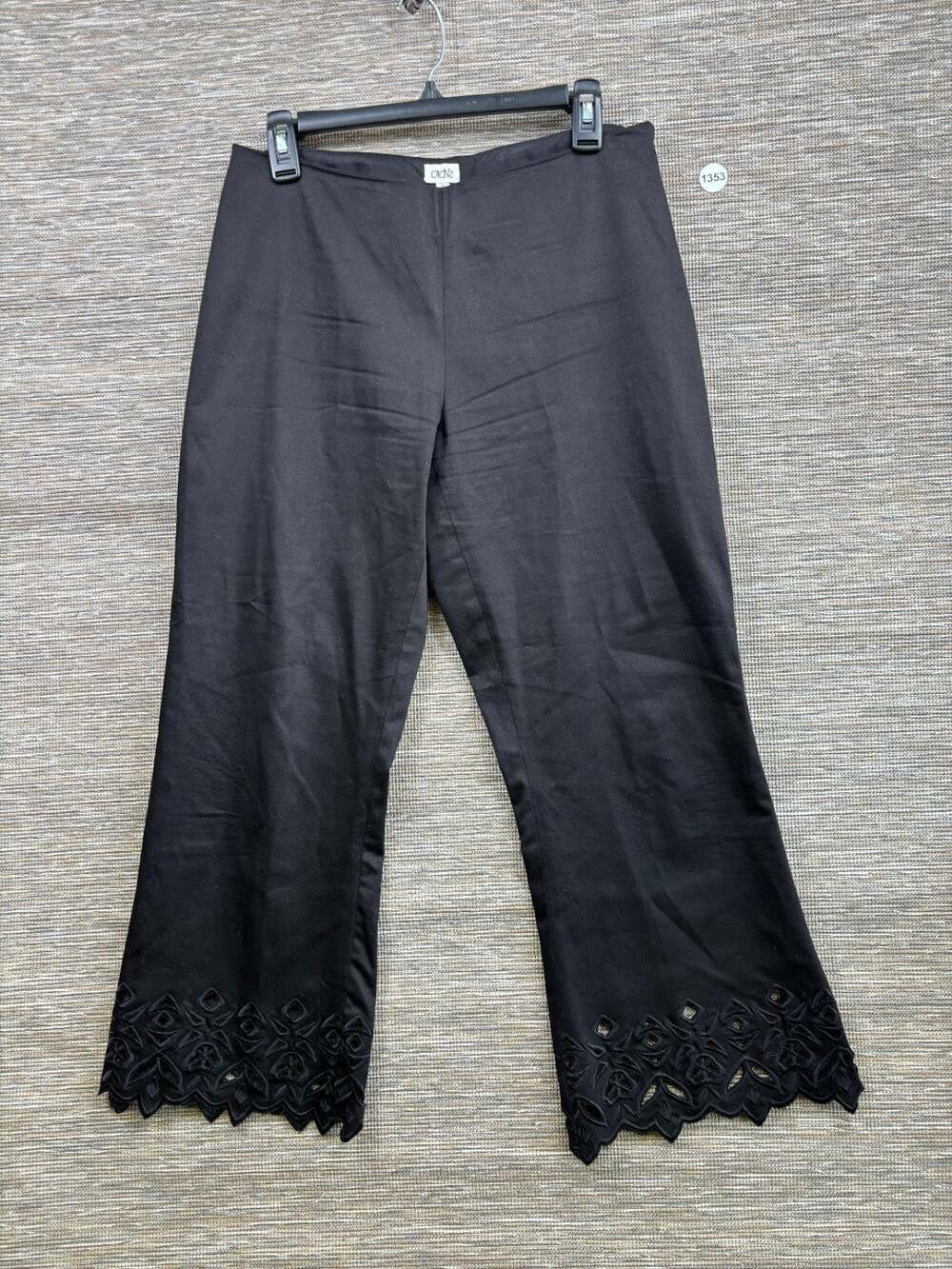 Cache Ankle Dress Pants Womens Size 10 Black Cut-out Design Mid Rise Stretch